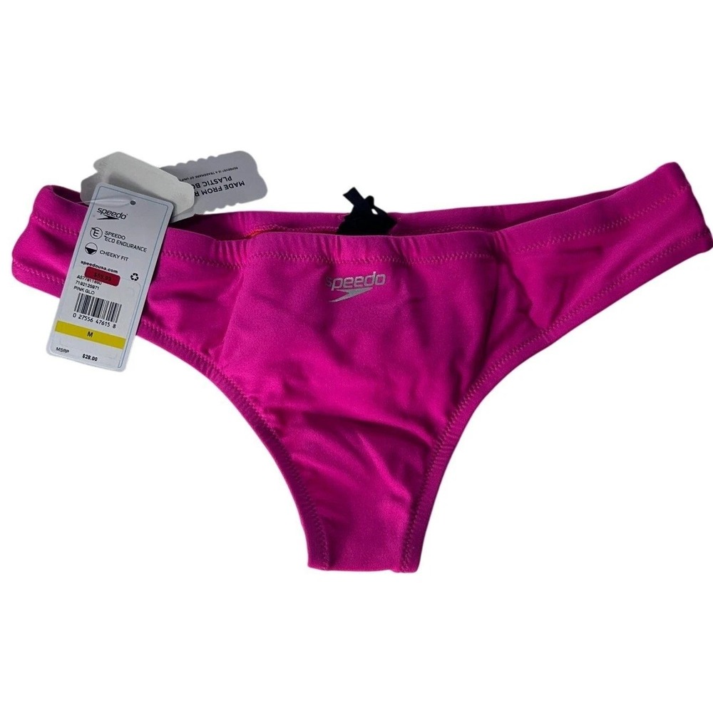 Speedo Eco Endurance Cheeky Fit Bikini Bottom‎ Pink Glo Orange Womens Medium NEW